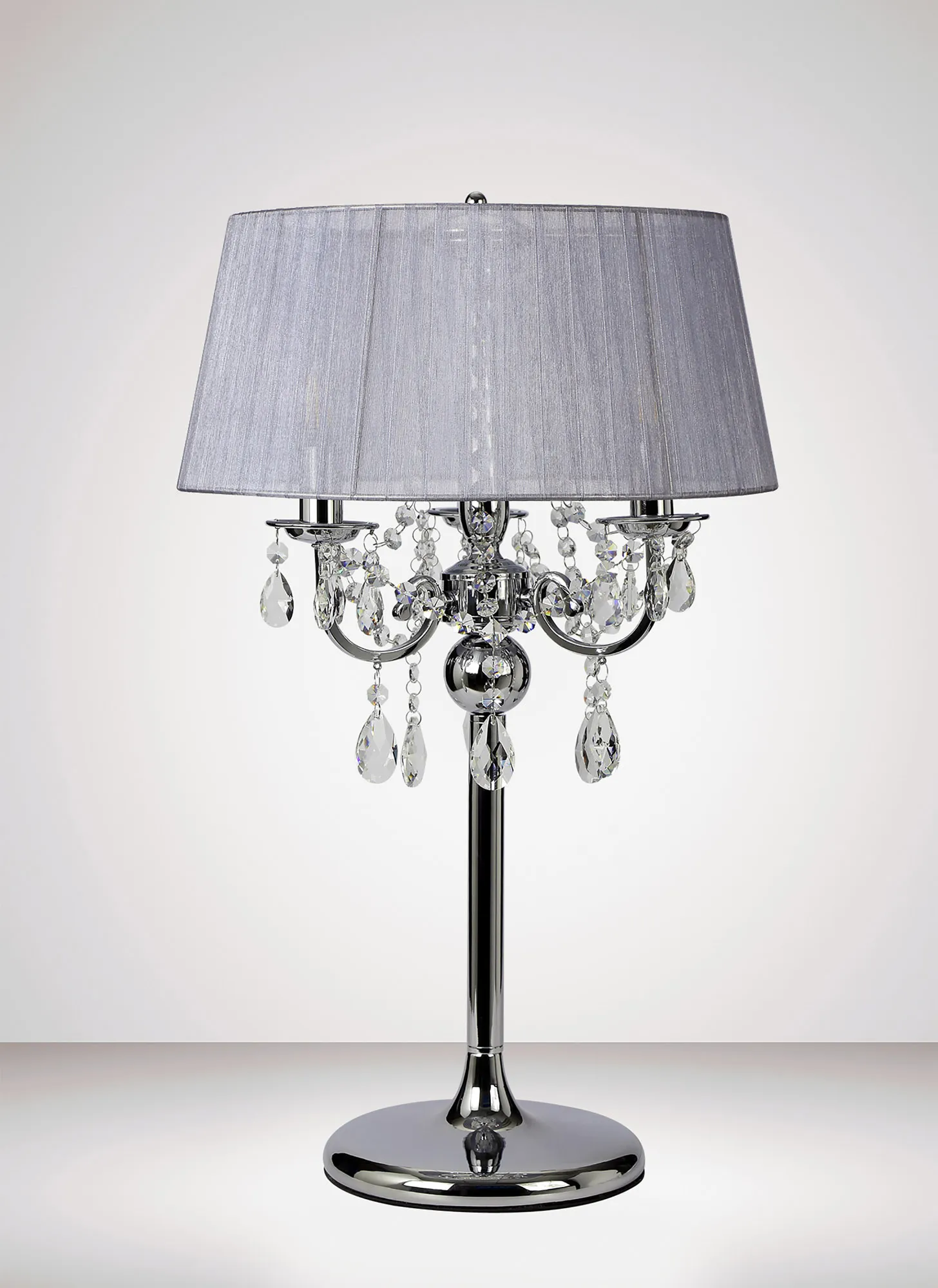 Olivia Crystal 61cm 3 Light Table Lamp IL30062/GY  Diyas Olivia Polished Chrome-Grey